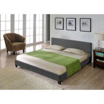 [corium] - Lit Double Rembourré Design Sommier à Lattes Polyester 140 x 200 cm Gris Foncé Corium - gris foncé