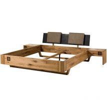 Lit en bois de Chêne sauvage naturel huilé / laqué kitzbühel - Diverses tailles et accessoires