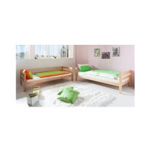 Lit superposé en bois olympe - Naturelle - 90 x 190 - Avec toboggan naturell