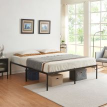 [en.casa] - Lit en métal Vårdö acier 160 x 200 cm noir