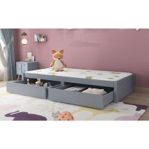 Hauss Spole - Lit enfant 90 x 200 cm, avec 2 tiroir, en bois, pas de clôture, gris