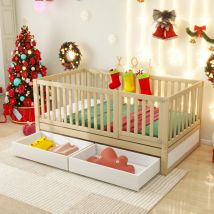 Lit enfant avec cloison pleine 90 x 200. Cadre de lit polyvalent transformable en deux lits séparés,