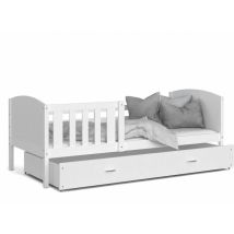 Lit Enfant Tomy 90x190 Tiroir + Matelas Blanc - Blanc