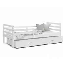 Kids Literie - Lit Enfant Milo 90x190 Blanc - blanc Livré avec sommiers, tiroir et matelas en mousse de 7cm