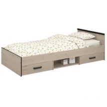 Les Tendances - zodiac Lit enfant avec rangement - Décor chene et noir - 90 x 200 cm