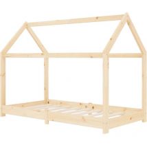 Lit enfant Contemporain Cadre de lit d'enfant Bois de pin massif 70x140 cm 13487