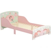 Zonekiz - Lit pour enfant 3-6 ans design mountain adventure - sommier à lattes inclus - barrières de sécurité - rose
