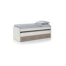 Usinestreet - Lit Gigogne 90x190 Cm 2 Couchages Et 2 Tiroirs Gris Et Taupe
