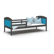 Lit Enfant Mati 90x190 Gris - bleu Livré avec sommiers