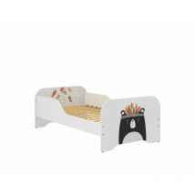 Kids Literie - Lit enfant Mike 70 x 140 - Sommier inclus Ours noir et blanc Livré avec sommiers