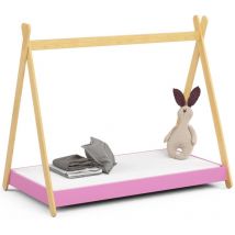 Jardibricodeco - lit enfant tipi 160x80 avec matelas rose