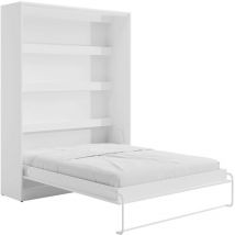 Lit escamotable 160 x 200 cm - Ouverture verticale manuelle - Avec LEDs - Blanc - rapili