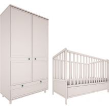 Lit évolutif 70x140 et armoire 2 portes Wood Luck Gabriel - Beige