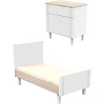 Sauthon - Lit évolutif 70x140 et commode Eléonore - Blanc