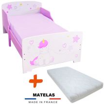 Bebegavroche - Lit en bois Licorne + Matelas - 70 x140 cm