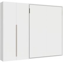 Lit français escamotable vertical Versia Sofà 140 avec armoire gauche 2 portes blanche