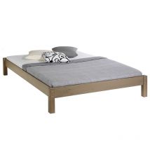 Idimex - Lit futon taifun, en pin massif, 140 x 190 cm, lasuré taupe