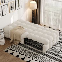Ausziehbett 1 Platz - Ausziehsofa Einzelbett - Meridienne Einzelbett - Teddy-stoff - Beige