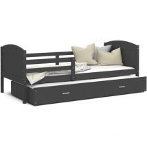 Lit Gigogne Mateo 90x190 Gris - gris Livré avec sommiers, tiroir et matelas en mousse de 7cm