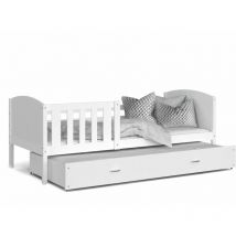 Lit Gigogne Tomy 90x190 Blanc - blanc Livré avec sommiers, tiroir et matelas en mousse de 7cm