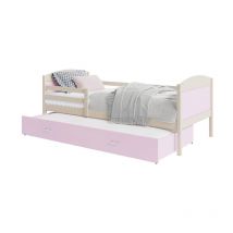 Lit Gigogne Mateo 90x190 Pin - rose Livré avec sommiers, tiroir et matelas en mousse de 7cm