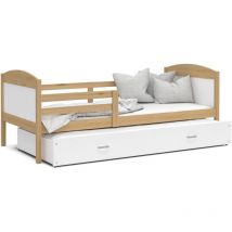 Lit Gigogne Mateo 90x190 Pin - blanc Livré avec sommiers, tiroir et matelas en mousse de 7cm