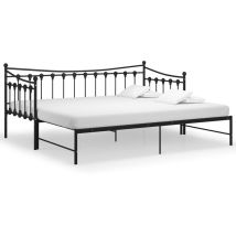 Lexlife - Lit gigogne en Métal contemporain - l 90 x l 190 cm Canapé Lit convertible polyvalent - Noir