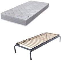 Lit gigogne + matelas Maryland - 80x190 - Mousse - 20 lattes bois - Gain de place