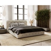 Lit glamour 160x200 adulte Alise - Lit double avec sommier à lattes - Gris clair (Amor Velvet 4318)