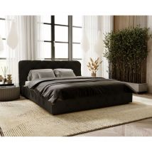 Lit glamour 180x200 adulte Alise - Lit double avec sommier à lattes - Noir (Amor Velvet 4322)