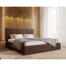 Emporius - Lit double 180x200 cm Lary - Lit adulte avec sommier - Lit Rembourré avec Rangement, Lit coffre - Tissu velours (Brun - Magic Velvet 2205)