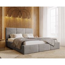 Emporius - Lit double 140x200 cm Lary - Lit adulte avec sommier - Lit Rembourré avec Rangement, Lit coffre - Tissu velours (Gris - Magic Velvet 2217)