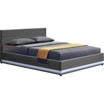 Habitat Et Jardin - Lit led avec coffre 'Anastasia' - 140 x 190 - Gris foncé