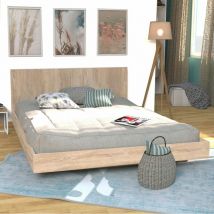 LOFT-Bett 160x200 + 1 Bettkasten + Kopfteil / Eiche gebleicht/ 202x164x75cm