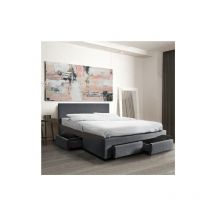 Bett lugano 160x200 + 1 Bettkasten + 4 Schubladen / Dunkelgrau/ 212x170x85