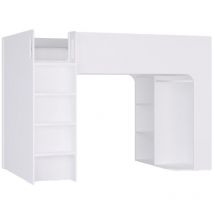 Lit mezzanine 90 x 190 cm avec rangements - Blanc - columi