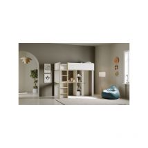 Lit mezzanine 90x200 Argile/Gris - TANYA - Lit : L 104 x l 204 x H 183 cm