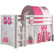 Lit Mi-Hauteur 90x200 Sommier Inclus et Housse Princesse Vipack Pino - Blanc