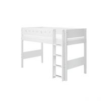 Lit mezzanine Lit surélevé white 90x200 avec échelle droite
