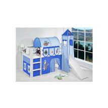 Lit mi-haut jupiter avec toboggan - 90 x 200 - Pirate Bleu