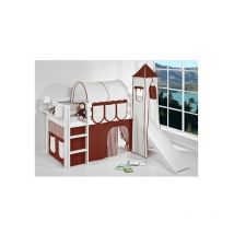 LIT MI-HAUT JUPITER AVEC TOBOGGAN - 90 x 190 - Uni Marron-Beige