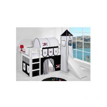 Lit mi-haut jupiter avec toboggan - 90 x 190 - Ballerine