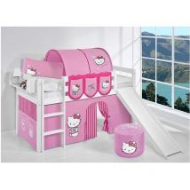 Lit mi-haut jupiter avec toboggan - 90 x 200 - Hello Kitty Rose