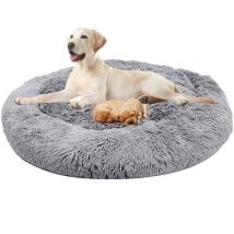 Vicmhuang - Lit Moelleux Rond Pour Chat Et Chien Extra Large Lavable Avec Coussin Corbeille Et Panier Pour Chien 100x100cm Gris Clair