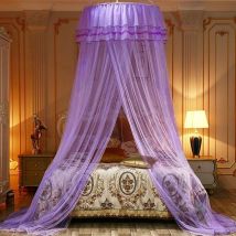 Moustiquaire de lit,Moustiquaire, Grande Moustiquaire, Moustiquaire Filet Baldaquin, Convient pour pour Lit Simple, Lit Double Moustiquaire(Mauve)