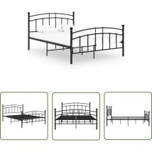 The Living Store Cadre de lit sans matelas noir métal 200x200 cm - Cadre De Lit - Lit Metal - Lit Double - Sommier à Lattes - Literie