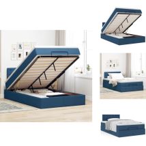 Lit ottoman avec matelas bleu 120x200 cm tissu - Cadre De Lit Ottoman - Cadres De Lit Ottomans - Lit Ottoman - Lits Ottomans