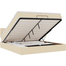 Cadre de lit ottoman avec matelas crème 200x200cm tissu vidaXL
