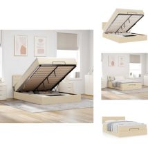 Lit ottoman avec matelas crème 140x200 cm tissu - Cadre De Lit Ottoman - Cadres De Lit Ottomans - Lit Ottoman - Lits Ottomans