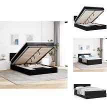 Lit ottoman avec matelas noir 140x200 cm tissu - Cadre De Lit Ottoman - Cadres De Lit Ottomans - Lit Ottoman - Lits Ottomans